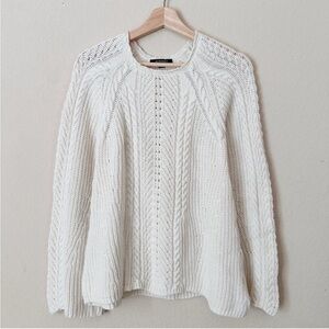 Acrobat Cream Cable Knit Sweater with Flared Sleeves
